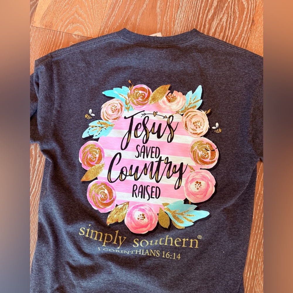 Simply southern Jesus saved southern raised long sleeve shirt - Picture 3 of 8